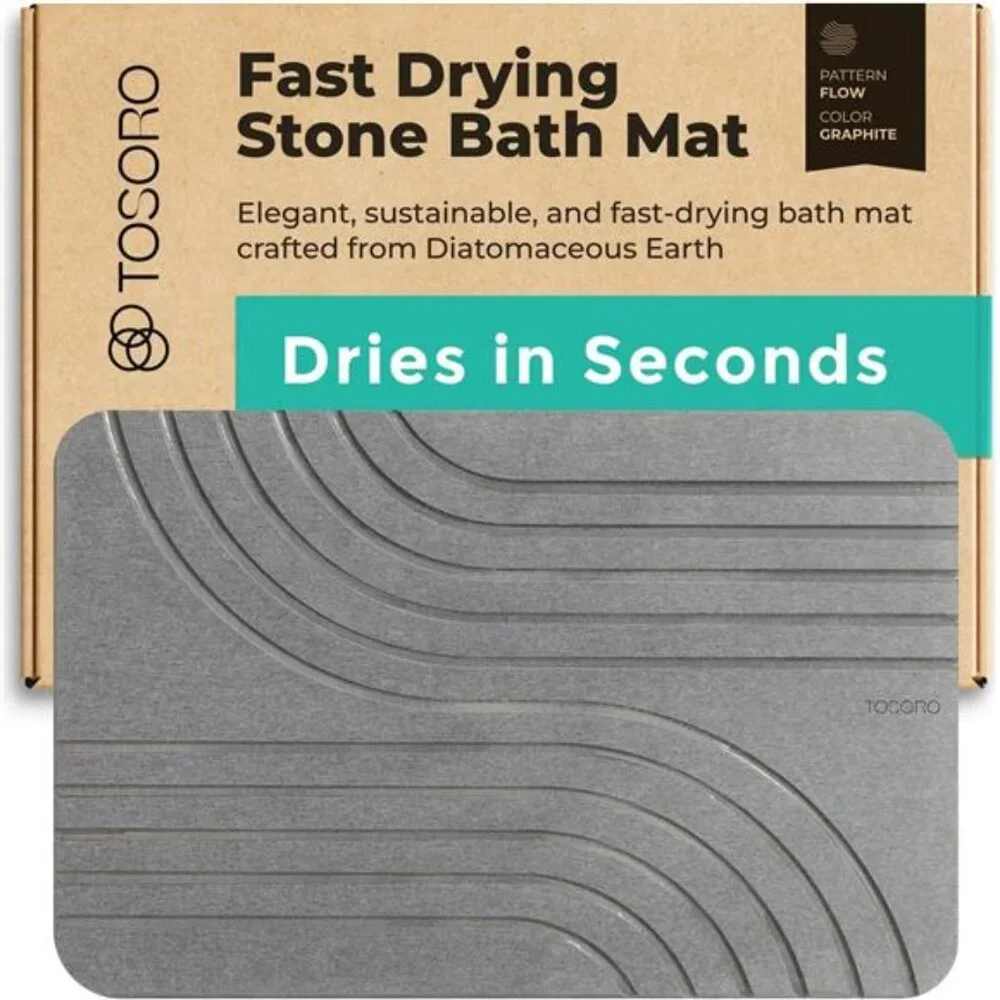 Diatomaceous Earth Stone Bath Mat Non Slip Quick Dry Absorbent Shower Mat